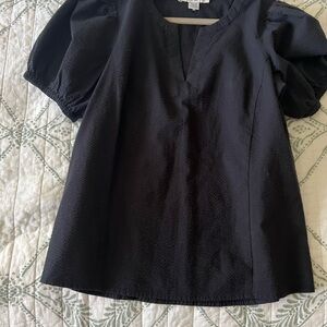Tommy Bahamas puff sleeved black top xs